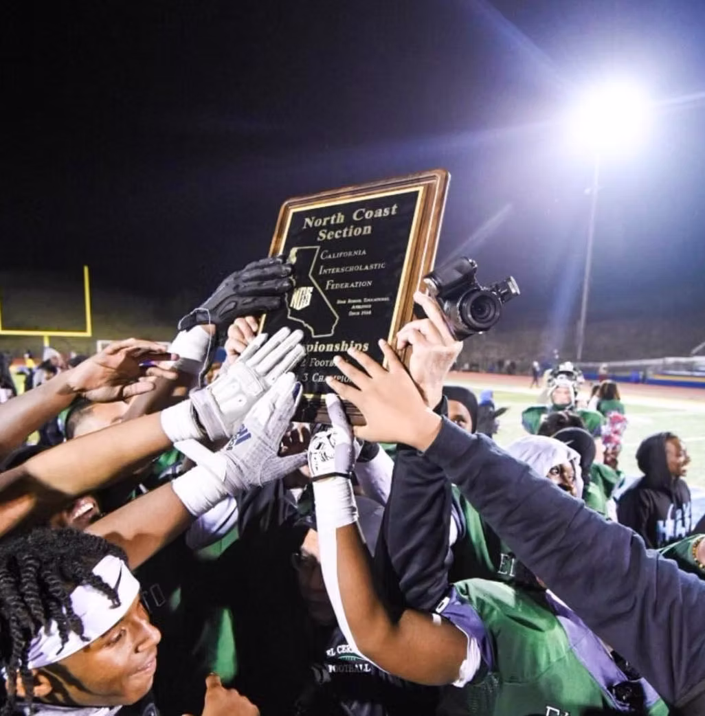 El Cerrito High School students celebrating a championship, representing the programs Measure V supports
